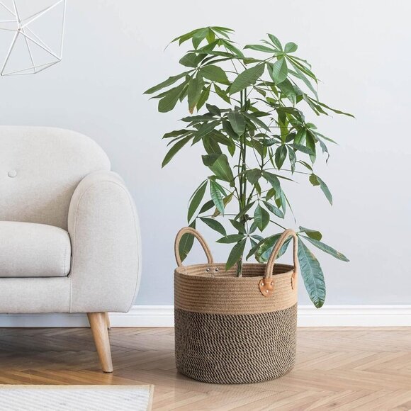 Wicker Laundry Basket With Handles, Storage Baskets for Decor, Rope Basket for B - Picture 5 of 8